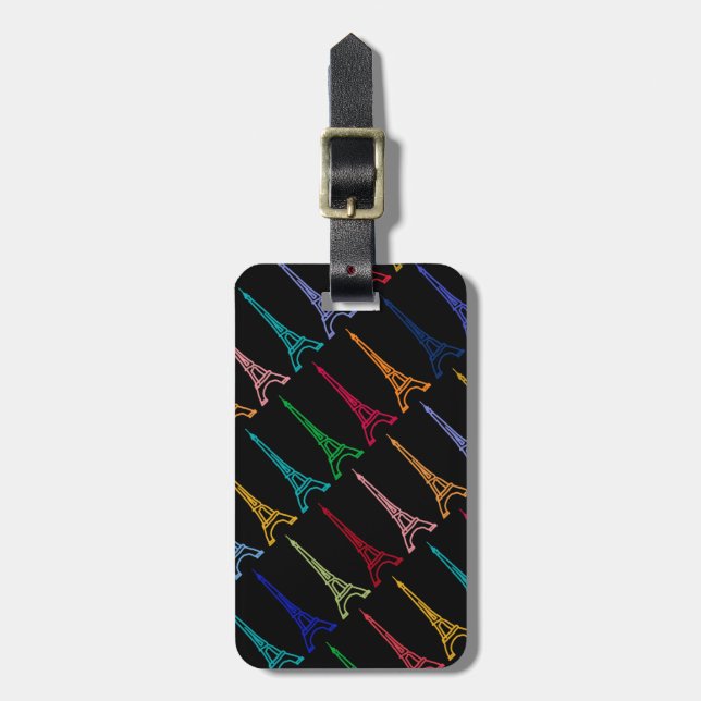 colour eiffel towers pattern luggage tag (Front Vertical)