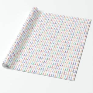 colour eiffel towers pattern wrapping paper