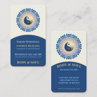 Colour Energy Healing Blue Cream Gold Yin Yang Business Card