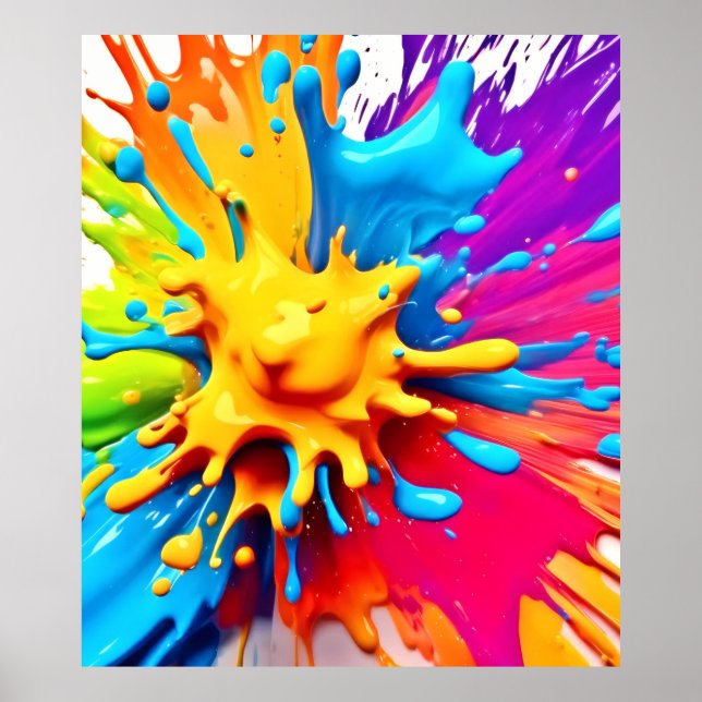 Colour Explosion: Abstract Paint Splatter Poster (Front)