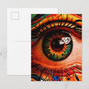 Colour Explosion Eye – Vibrant Abstract Realism Postcard