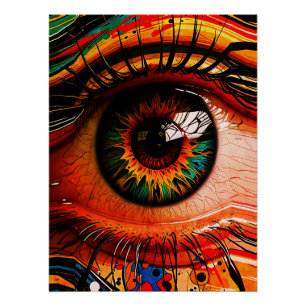 Colour Explosion Eye – Vibrant Abstract Realism Poster
