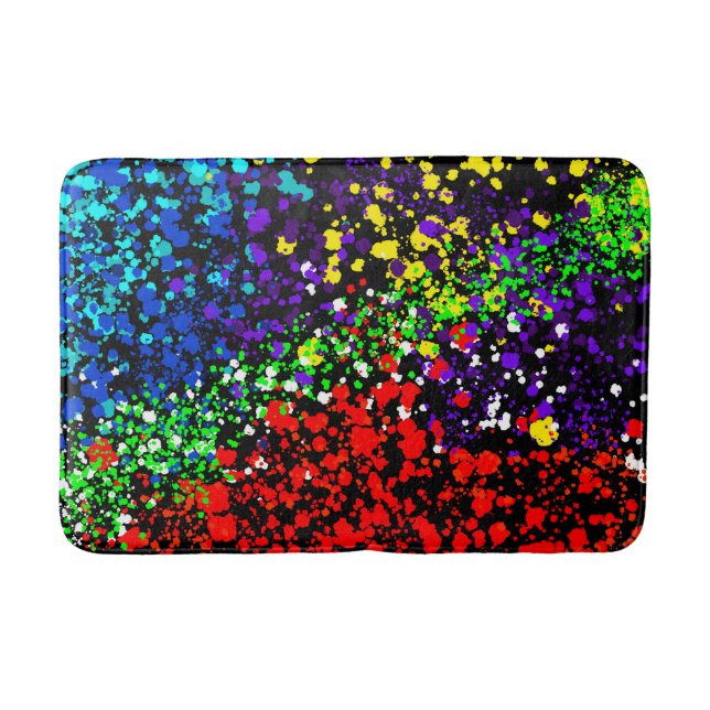 Colour Explosion Paint Dots Colourful Modern Cool Bath Mat (Front)