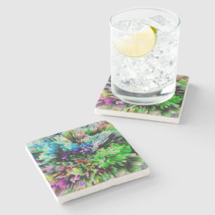 Colour Explosion With Oil Effect  Stone Coaster