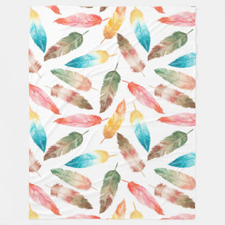 Colour Feathers Fleece Blanket