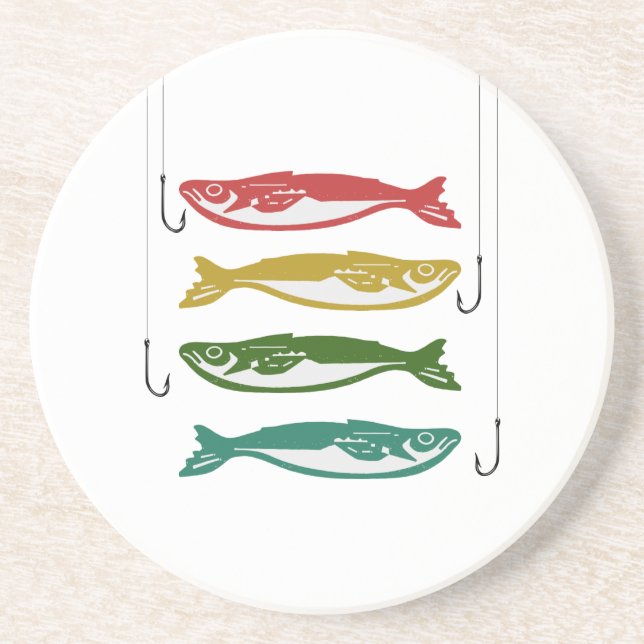 Colour Fish with Fish Hooks Coaster (Front)