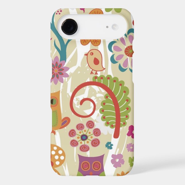 Colour Floral and Owl Case-Mate iPhone Case (Back)