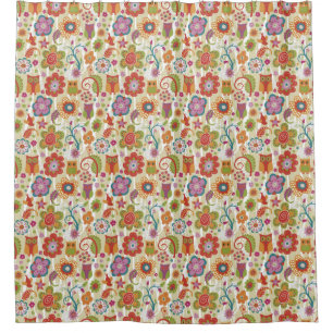 Colour Floral and Owl Shower Curtain