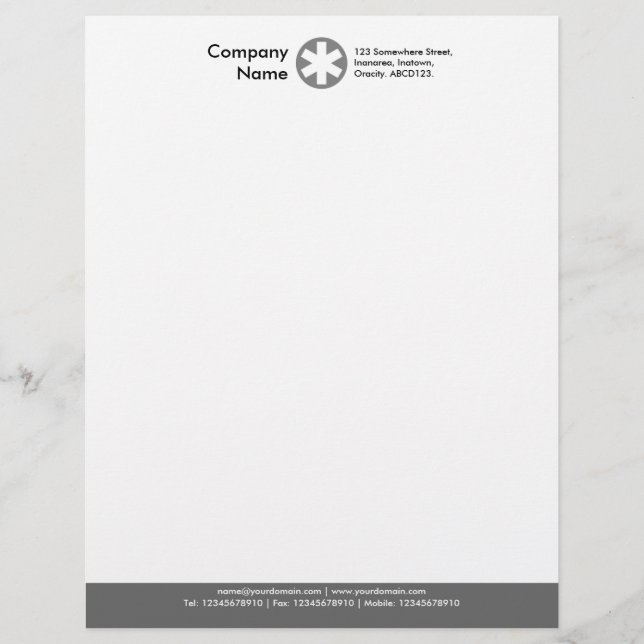 Colour Footer (Asterisk Logo) - Grey Letterhead Template (Front)