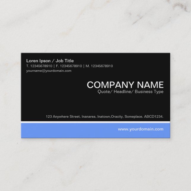 Colour Footer - Baby Blue with Black Business Card (Front)