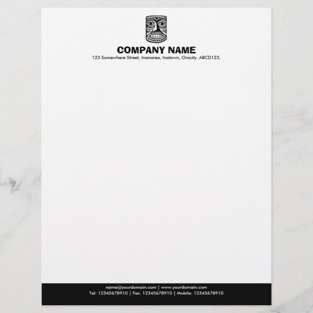 Colour Footer (Tiki) - Black Letterhead (Front)