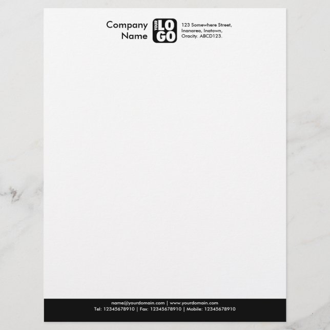 Colour Footer (Your Logo) - Black Custom Letterhead (Front)
