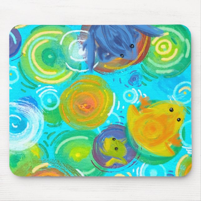 Colour frogs on colourful water  mouse pad (Front)
