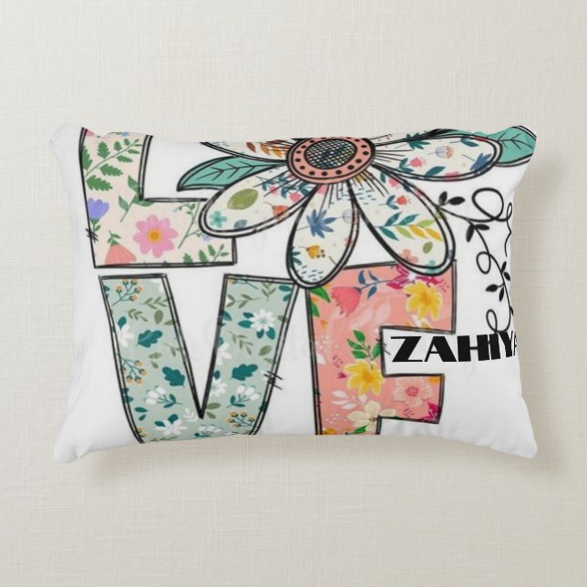 COLOUR FULL FLOWERS WITH LOVE AND WITH YOUR NAME DECORATIVE CUSHION (Front)