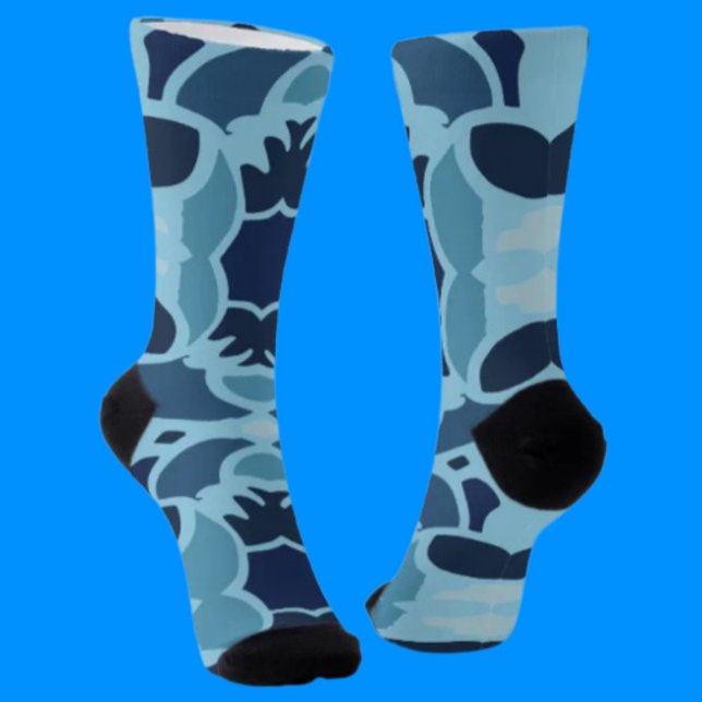 Colour Fun Blue Collage Crew Socks (Creator Uploaded)