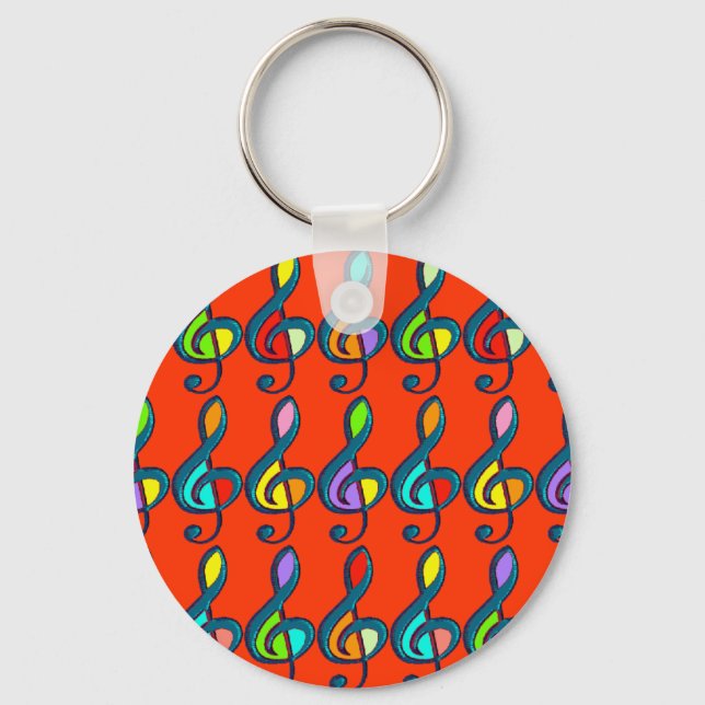 colour G clef musical notes Key Ring (Front)