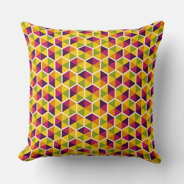 Colour Geometric Honeycomb Pattern 01 Cushion (Front)
