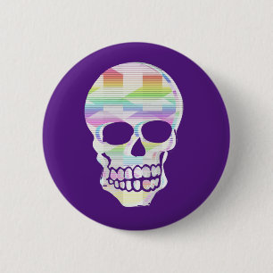 Colour Glitch Skull 6 Cm Round Badge