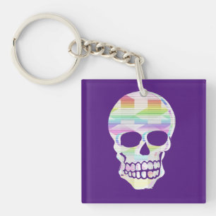 Colour Glitch Skull Key Ring