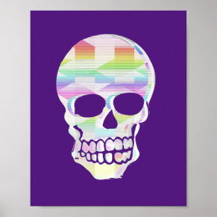 Colour Glitch Skull  Poster