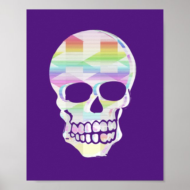 Colour Glitch Skull  Poster (Front)