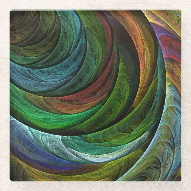 Colour Glory Modern Abstract Art Pattern Elegant Glass Coaster (Front)