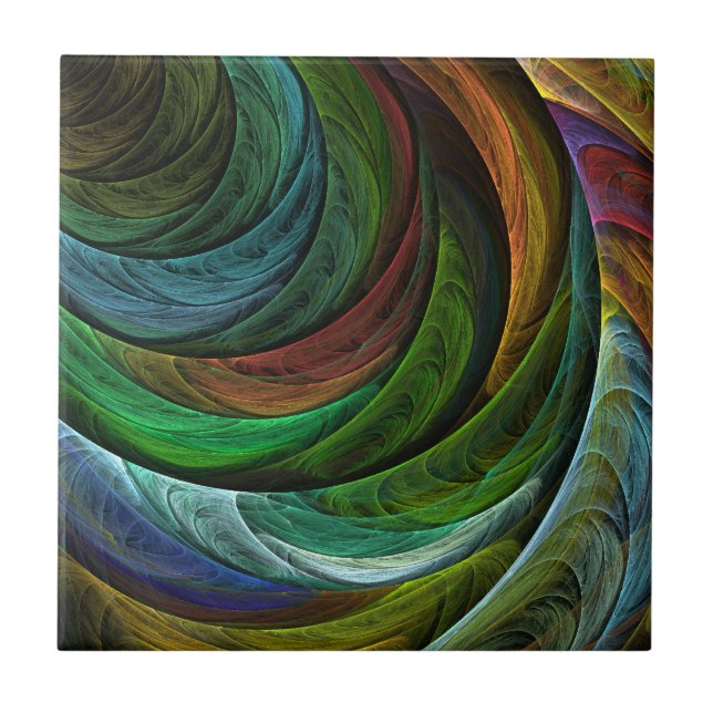 Colour Glory Modern Abstract Art Pattern Elegant Tile (Front)
