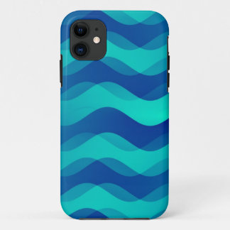 Colour Gradients Waves - blue cyan iPhone 11 Case