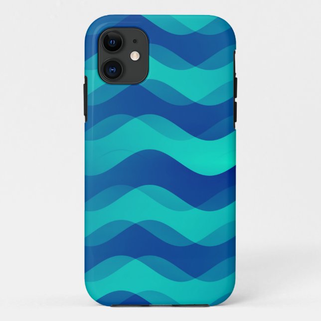 Colour Gradients Waves - blue cyan Case-Mate iPhone Case (Back)