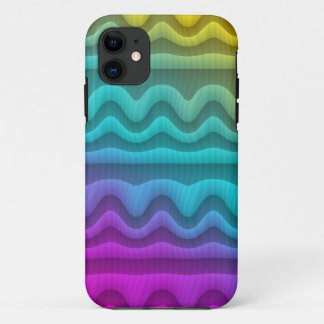 Colour Gradients Waves & Stripes - yellow blue pin iPhone 11 Case