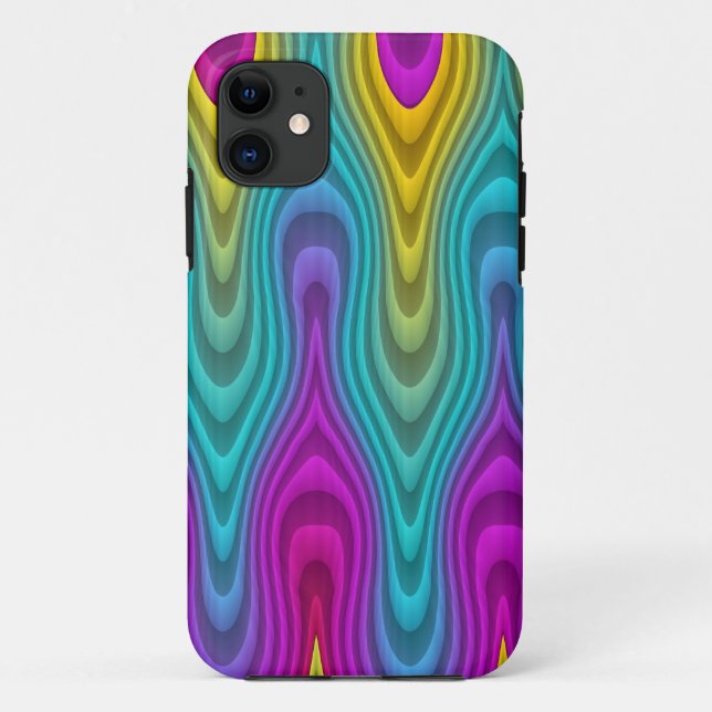Colour Gradients Waves - yellow blue pink Case-Mate iPhone Case (Back)