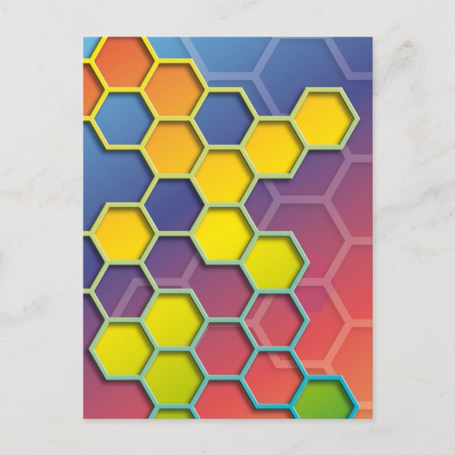 colour graphic hexagon postcard (Front)