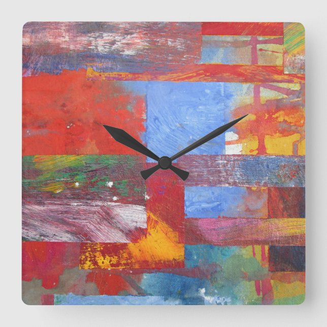 Colour Grid multi coloured abstract Square Wall Clock (Front)