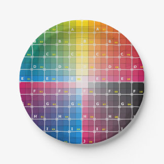 colour grid on paper plates