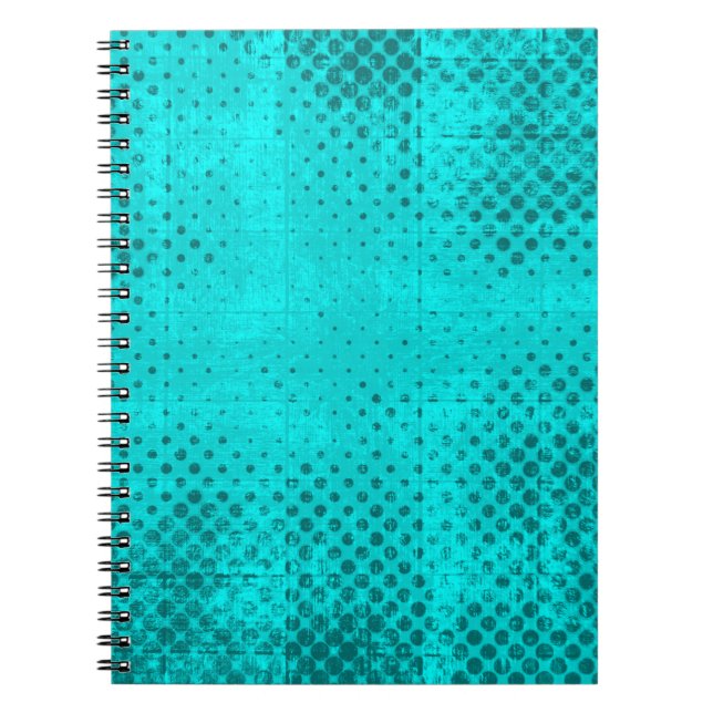 Colour grunge turquoise background. Halftone eleme Notebook (Front)