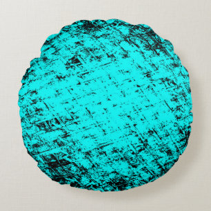 Colour grunge turquoise background. Halftone eleme Round Cushion
