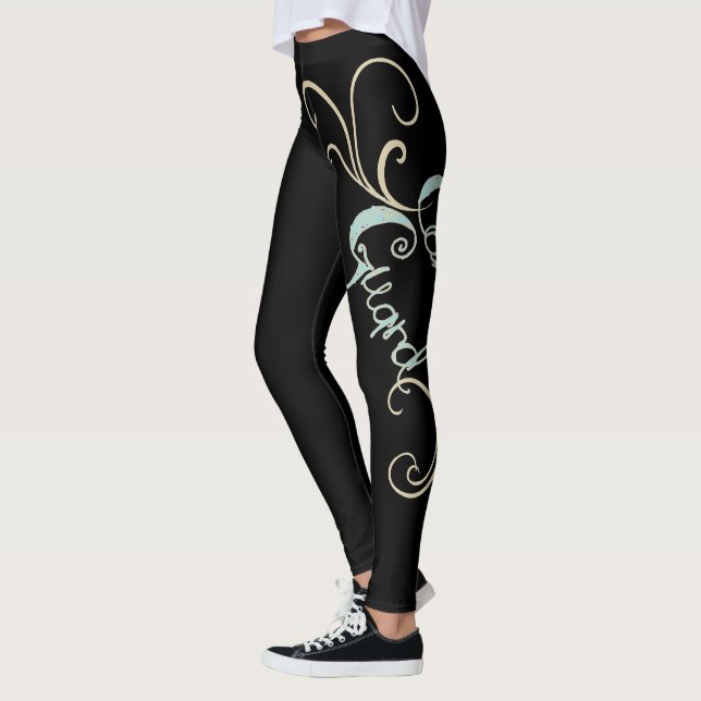 Colour Guard Black With Swirl Design Leggings (Left)