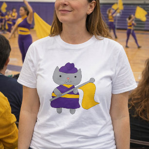 Colour Guard Marching Band Cat Purple Yellow Gold T-Shirt