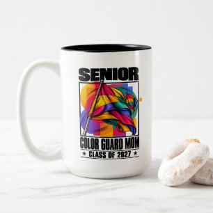 Colour Guard Mum Senior Class of 2027 Band Parent Two-Tone Coffee Mug