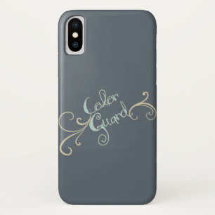 Colour Guard Teal Text With Swirl iPhone X Case