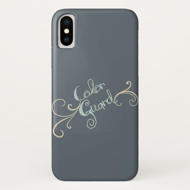 Colour Guard Teal Text With Swirl Case-Mate iPhone Case (Back)