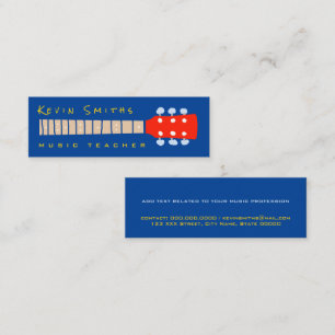 Colour Guitar Neck on Blue Music Teacher Mini Business Card
