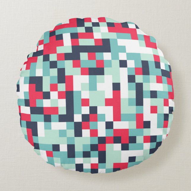 Colour Halftone Background. Abstract Multicolor Te Round Cushion (Front)