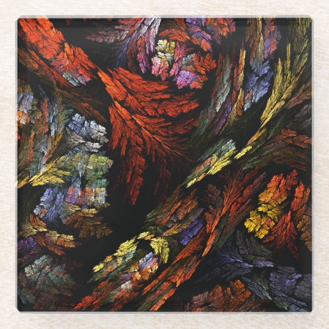 Colour Harmony Abstract Art Glass Coaster (Front)
