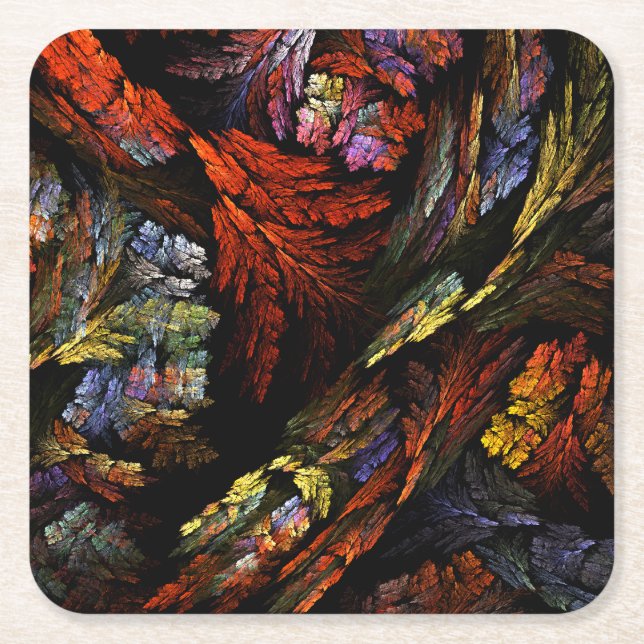 Colour Harmony Abstract Art Square Paper Coaster (Front)