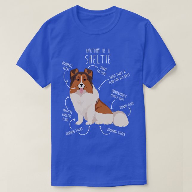 Colour Headed White Sheltie Shetland Sheepdog Anat T-Shirt (Design Front)