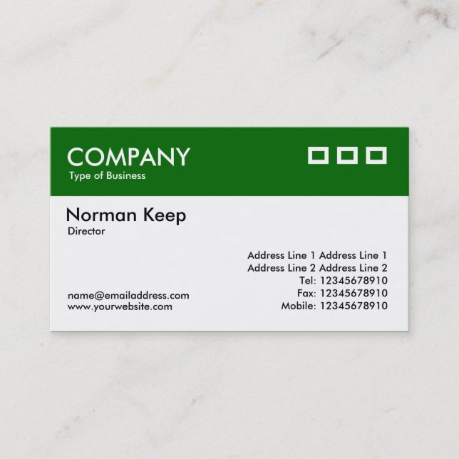 Colour Header - Green (006600) v2 Business Card (Front)