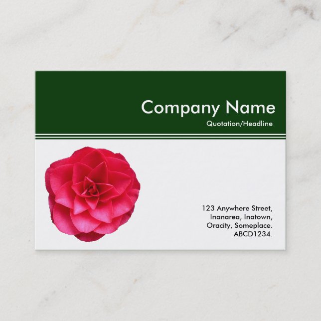 Colour Header III - Red Camellia - Dark Green Business Card (Front)
