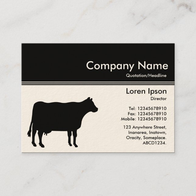 Colour Header III v2 - Black - Cow (Cream) Business Card (Front)