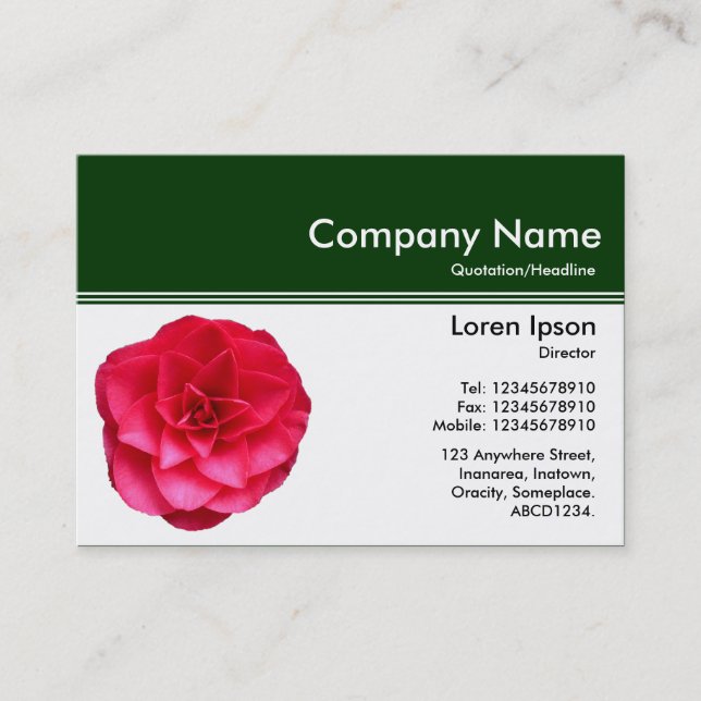 Colour Header III v2 - Dark Green - Red Camellia Business Card (Front)
